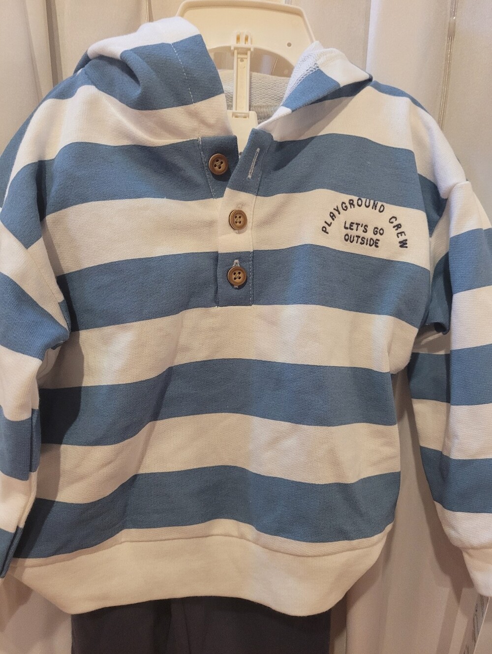 Carter's Blue and White Striped Hooded Pullover